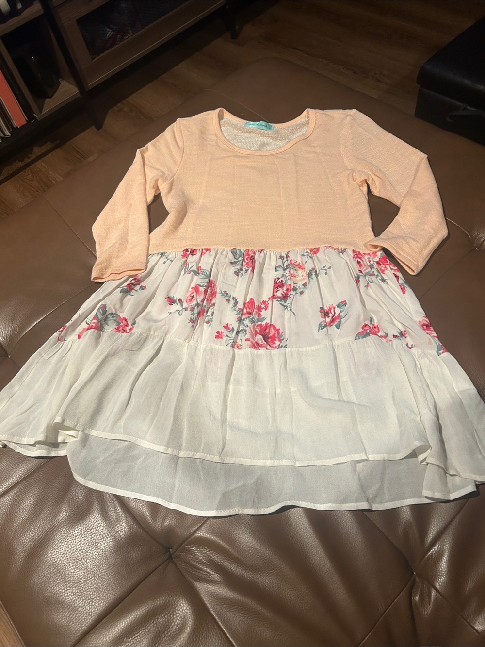 Chris & Carol Peach Knit Top with White Floral Skirt